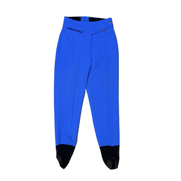 Vintage 90s Obermeyer Wool Blend Ski Pants Blue Black Japan Sz 6 or XS Retro - Picture 1 of 9